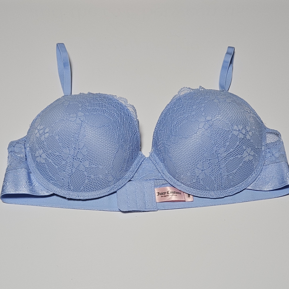 Juicy Couture 38C Lace Sexy Push-Up Bra Powder Blue NWOT
